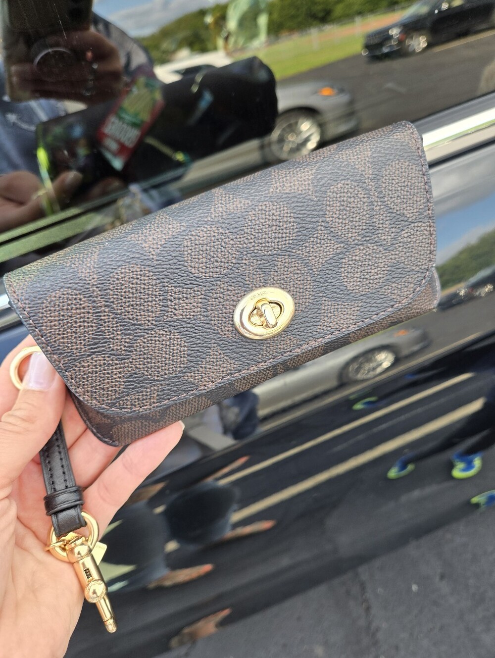 Coach Monogram Sunglasses Holder - Gold Hardware - New Without Tags